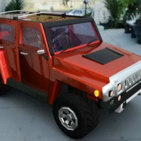 3д модель красного внедорожника Hummer