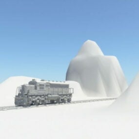Modelo 3D da locomotiva vintage a vapor da ferrovia