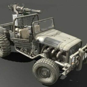 Vanha Military Pickup Truck Gun 3D-malli