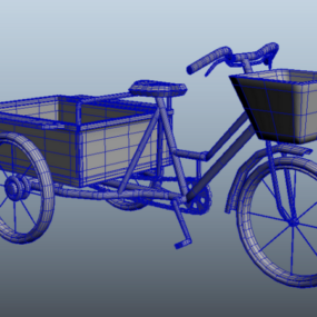 Eski Yetişkin Üç Tekerlekli Bisiklet Arabası 3D model