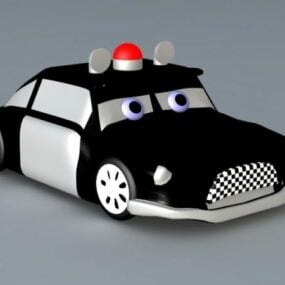 Coche de policía de dibujos animados de polígono modelo 3d