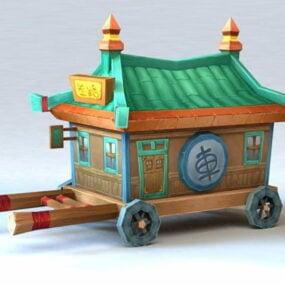 고대 중국 마차 만화 스타일 3d 모델