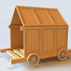 Modelo 3D típico de carruagem de madeira