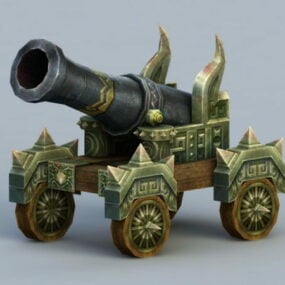 3D-Modell einer Kanonenwaffe im Cartoon-Stil