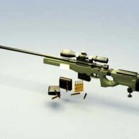 โมเดล 3 มิติปืนไรเฟิลซุ่มยิงทหาร Awm Gun