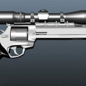 Old Pistol Gun With Scope 3d model