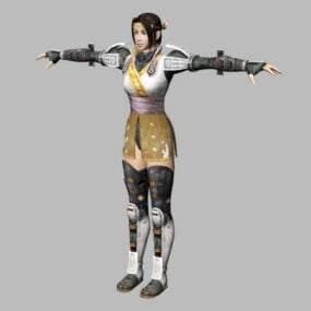 Ninja pige kvindelig karakter 3d-model