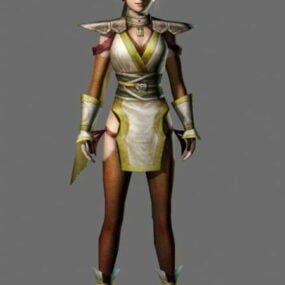 نموذج شخصية الأميرة المحاربة الآسيوية ثلاثي الأبعاد