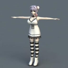 Smuk Anime Girl Character 3d-model