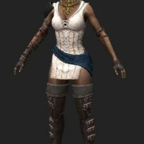 Modello 3d del personaggio pirata femminile europeo