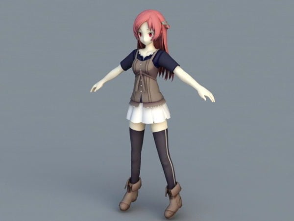 Personaje de chica de pelo rojo Anime