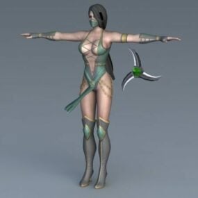 Žhavý 3D model ženské postavy vraha ninja