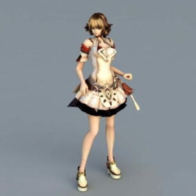 Niedliches Anime-Mädchen-Charakter-3D-Modell