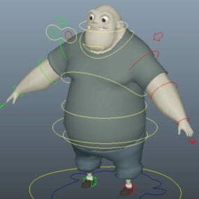 Fat Man tegneseriefigur Rigged 3d model