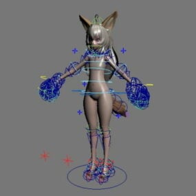 Postać anime Fox Girl Rigged Model 3d