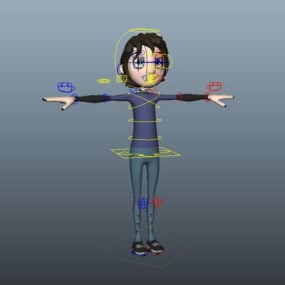 Tecknad kille Rigged 3D-modell