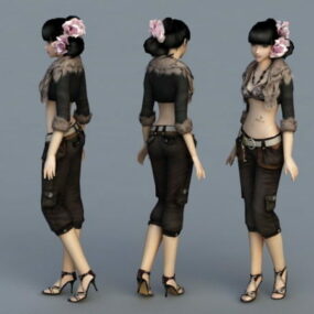 美しいファッションの女の子のキャラクター 3D モデル