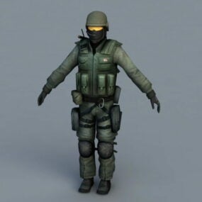 Länsi-armeijan sotilas 3d-malli