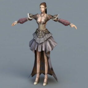 3д модель персонажа средневековой благородной дамы