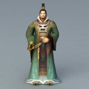 Modelo 3d de equipamento de personagem do imperador chinês