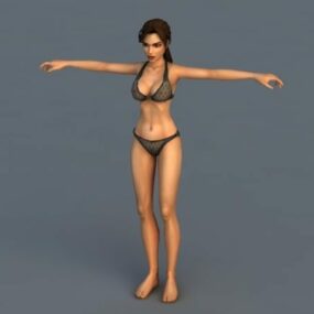 3д модель персонажа Лары Крофт в бикини