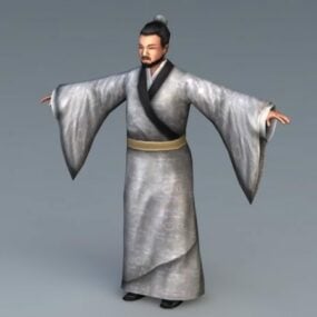 Modello 3d dell'attrezzatura per personaggi studiosi cinesi