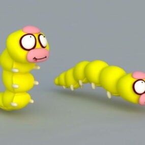 Kreslený 3D model žlutého červa
