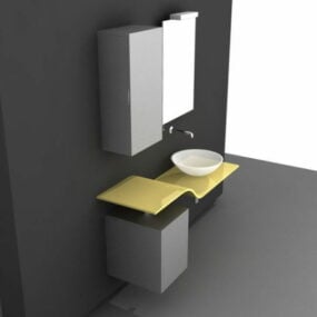 روشویی توالت فرنگی با کابینت مدل سه بعدی