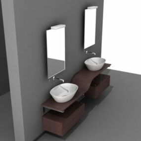 带玻璃浴室柜的双水槽3d模型