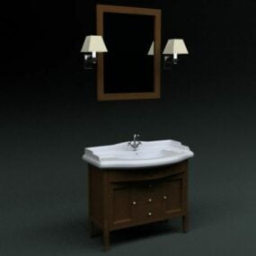 Classic Washbasin With Mirror 3d model