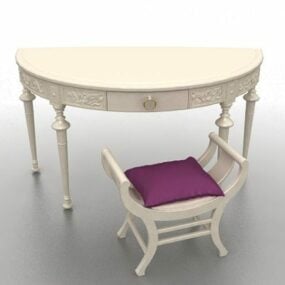 Vintage Dressing Table With Stool 3d model