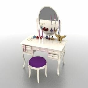 Lüks Beyaz Vanity Masa Takımı 3d model