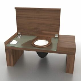 Bàn trang điểm phòng tắm bằng gỗ mẫu 3d