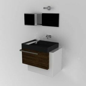 Mô hình 3d thiết kế phòng tắm màu đen
