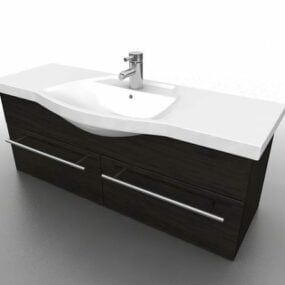 کابینت روشویی حمام عریض با سینک مدل سه بعدی
