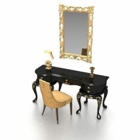 Antique Vanity Table Set With Mirror 3d model
