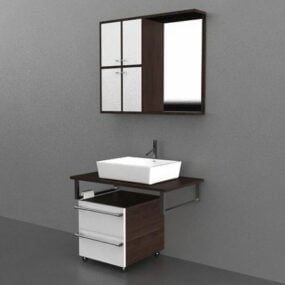 חדר אמבטיה יהירות דגם פשוט בסגנון מראה תלת מימד