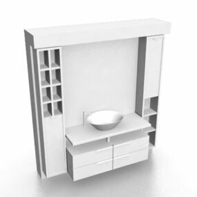 Mueble de almacenamiento de pared para tocador de baño modelo 3d