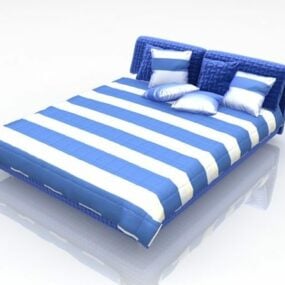 Mô hình 3d giường đôi nền tảng hiện đại