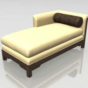 Wooden Legs Chaise Lounge 3d model