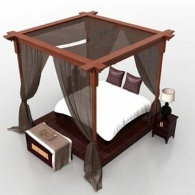 Bộ bàn ghế giường Canopy model 3d
