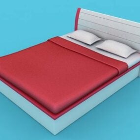Platform Soft Bed With Headboard 3d model