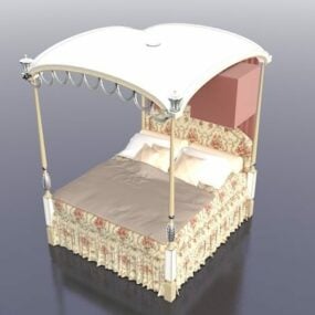 Antique Girl Canopy Bed 3d model