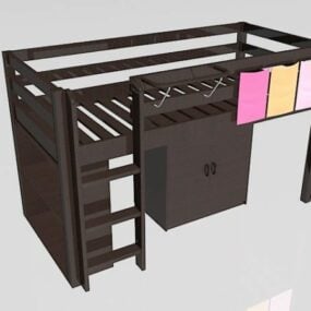 儿童阁楼床带储物3d模型