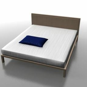 เตียงแพลตฟอร์มเรียบง่ายพร้อมที่นอนโมเดล 3 มิติ