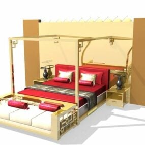 New Four-poster-bed With Headboard 3d model