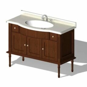 Bathroom Wooden Vanity With Top 3d model