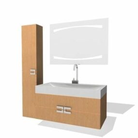 Badeværelse rektangel vaskeskabe med spejl 3d model