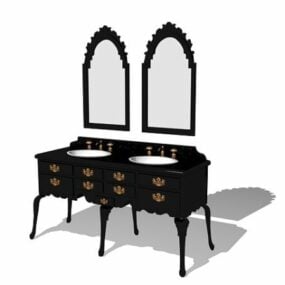 Salle de bain antique deux vanité avec miroirs modèle 3D