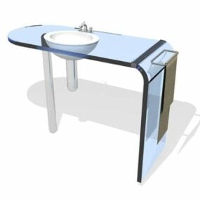 घुमावदार ग्लास काउंटरटॉप बाथरूम वैनिटी 3डी मॉडल